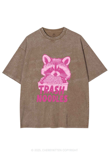 Raccoon Trash Noodles Y2K Shirts Washed Tee Cherrykitten