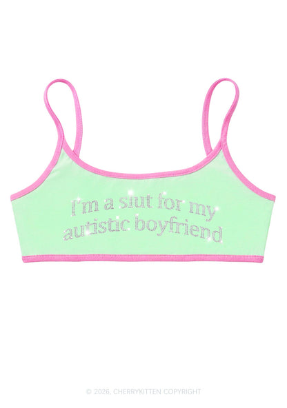 Rhinestone Slxt For My Autistic BF Y2K Super Crop Cami Cherrykitten