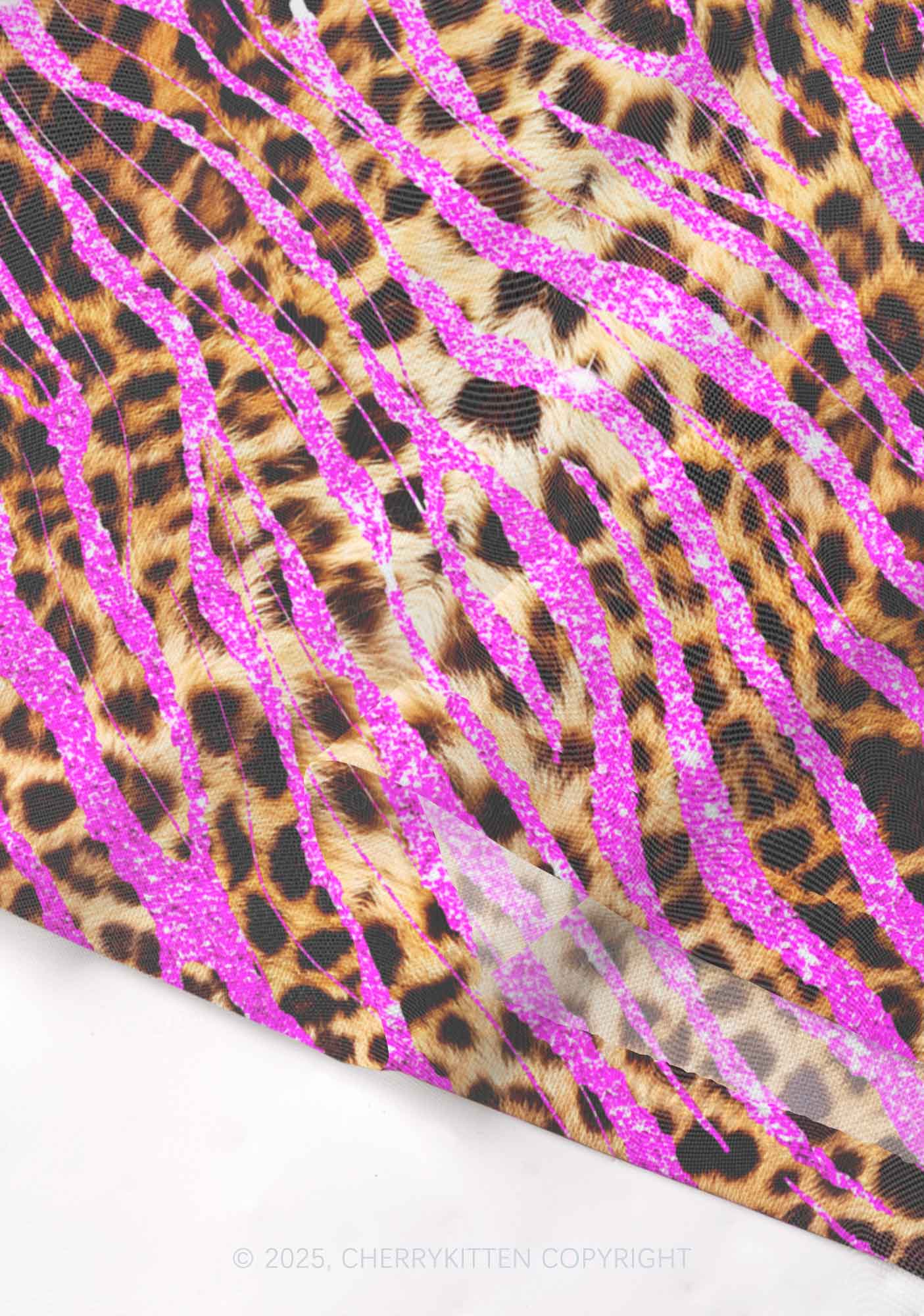 Sparkle Pink Leopard Y2K Mesh Cami Tank Cherrykitten