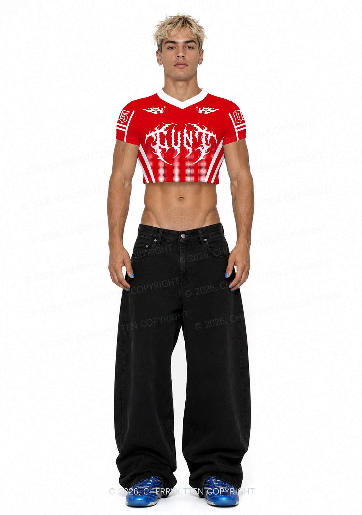 Red Punk Cxxt Y2K Football Jersey Shirts Cherrykitten