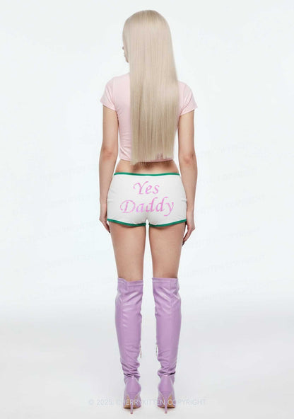 Rhinestone Yes Daddy Y2K Booty Shorts Cherrykitten