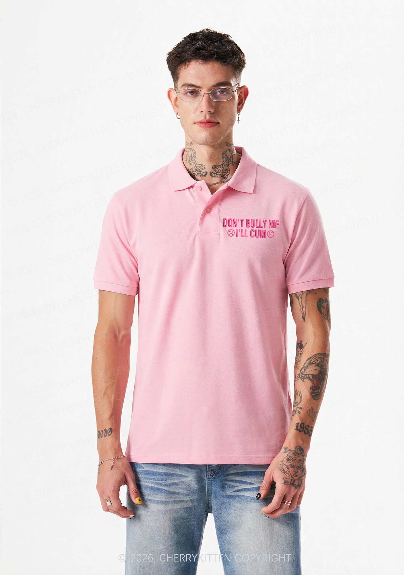Embroidered Dont Bully Me Y2K Polo Shirts Cherrykitten