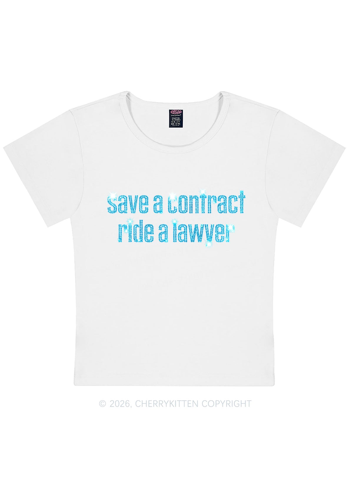 Rhinestone Ride A Lawyer Y2K Baby Tee Cherrykitten