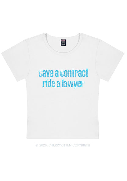 Rhinestone Ride A Lawyer Y2K Baby Tee Cherrykitten