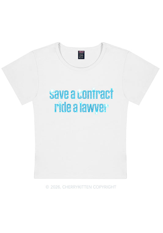 Rhinestone Ride A Lawyer Y2K Baby Tee Cherrykitten