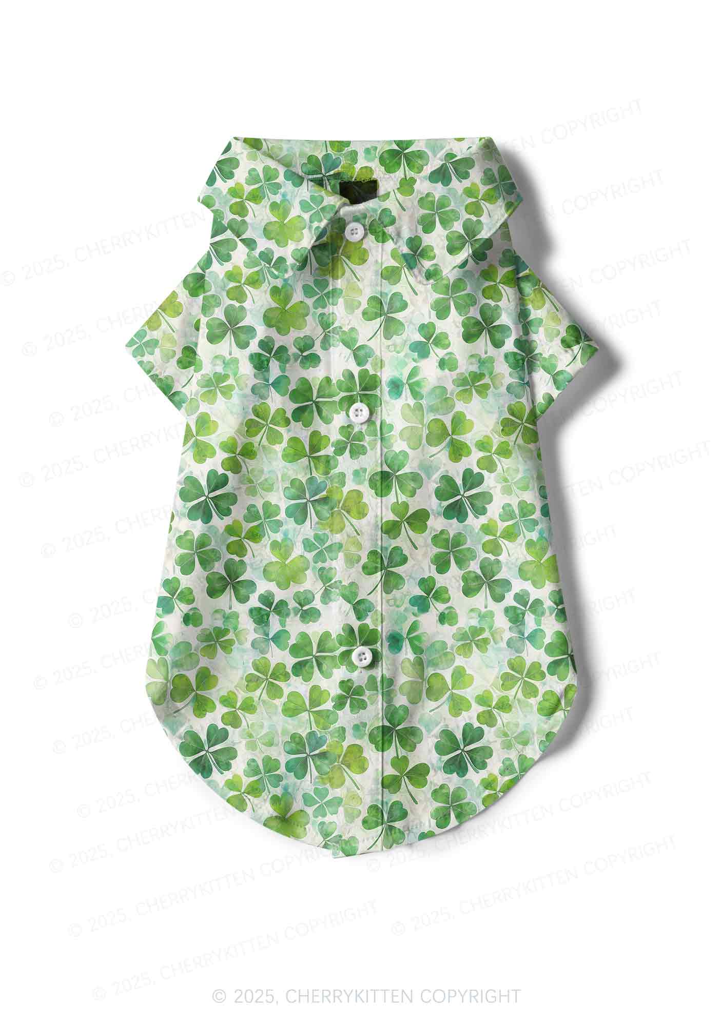 Green Shamrock Y2K Pet Shirts Cherrykitten