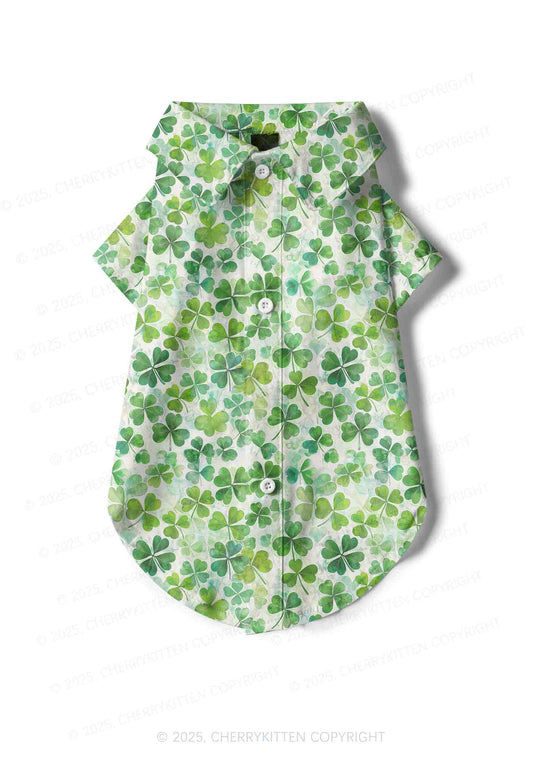 Green Shamrock Y2K Pet Shirts Cherrykitten