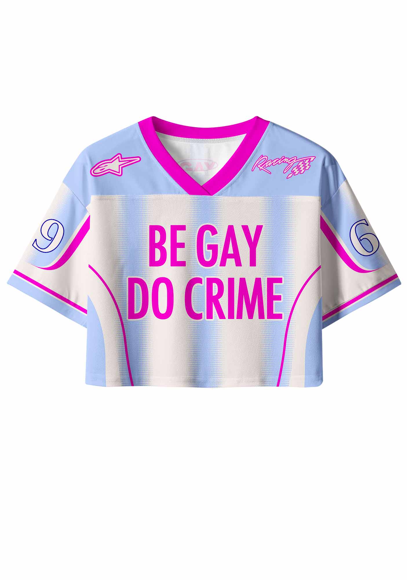 Purple Be Gay Do Crime Pride Y2K Crop Sport Jersey Shirts Cherrykitten