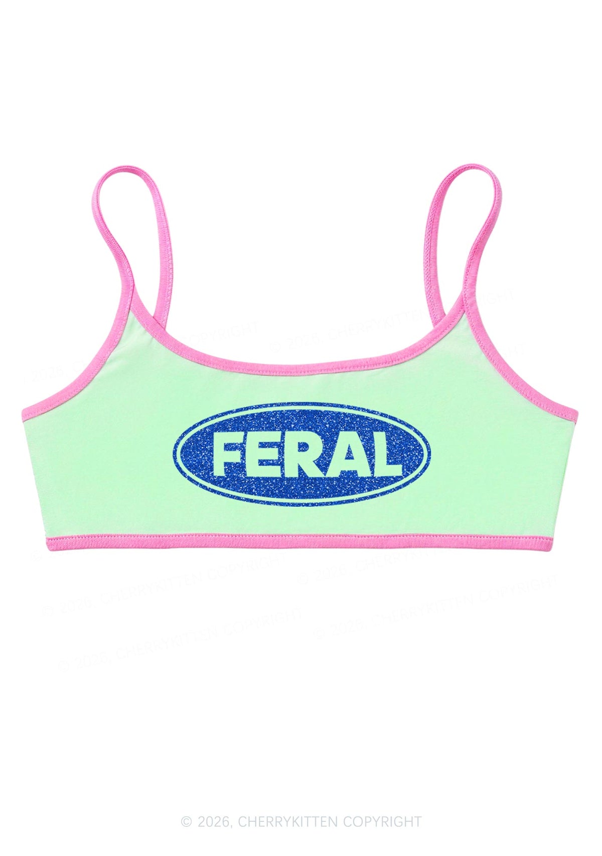 Glitter Feral Y2K Super Crop Cami Cherrykitten