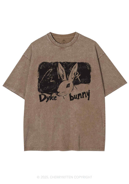 Dyke Bunny Y2K Shirts Washed Tee Cherrykitten