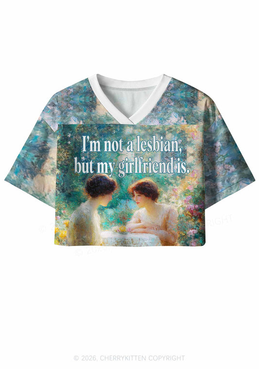 Mint Green Im Not A Lesbian Pride Y2K Crop Sport Jersey Shirts Cherrykitten