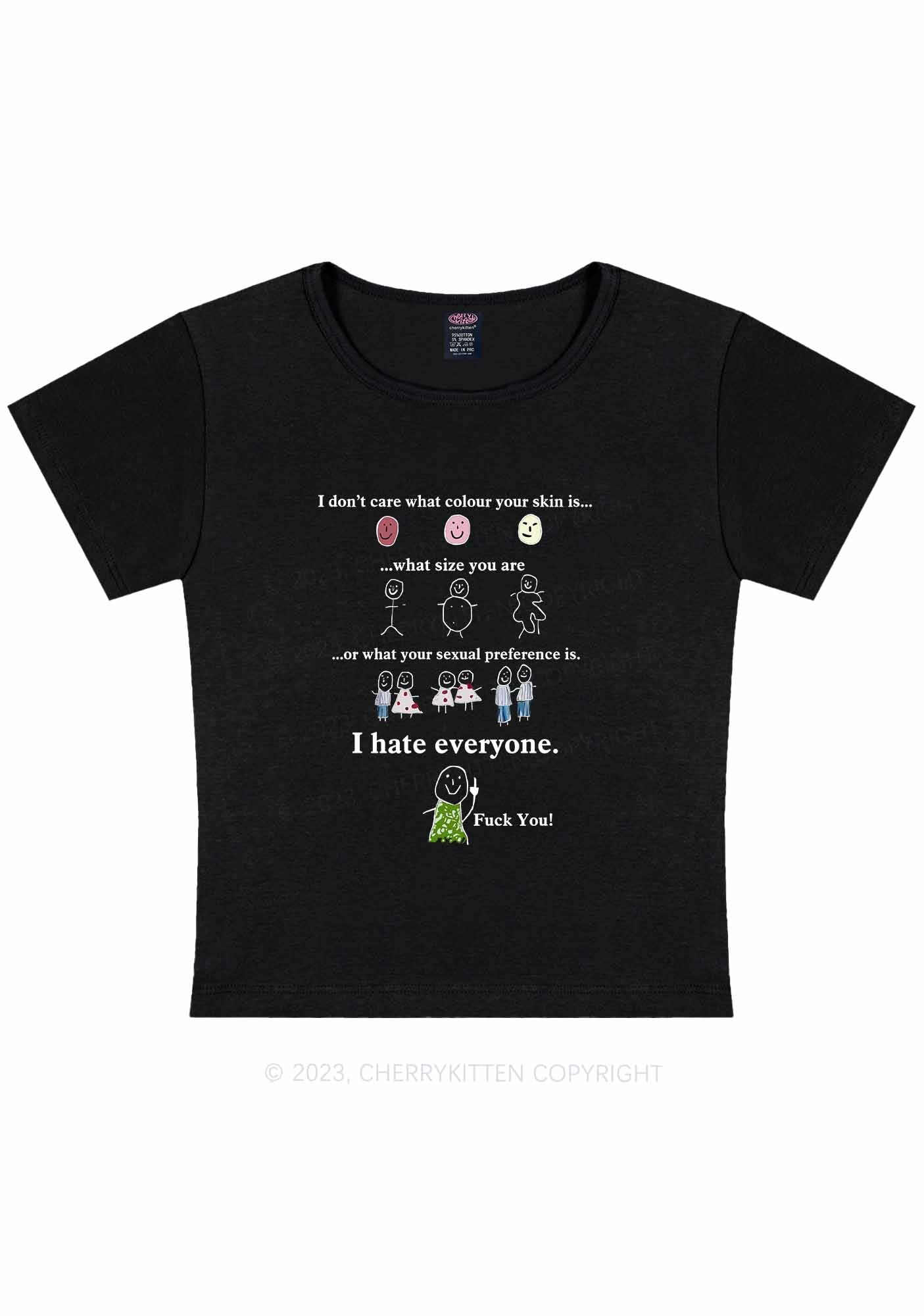 Curvy I Hate Everyone Y2K Baby Tee Cherrykitten