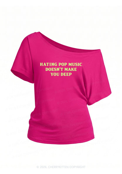 Hating Pop Music Y2K Off Shoulder Tee Cherrykitten