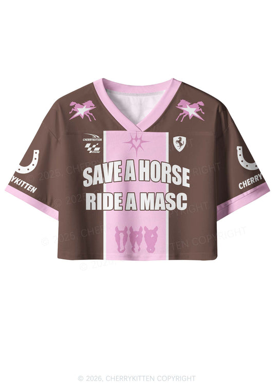 Save A Horse Ride A Masc Pride Y2K Crop Sport Jersey Shirts Cherrykitten