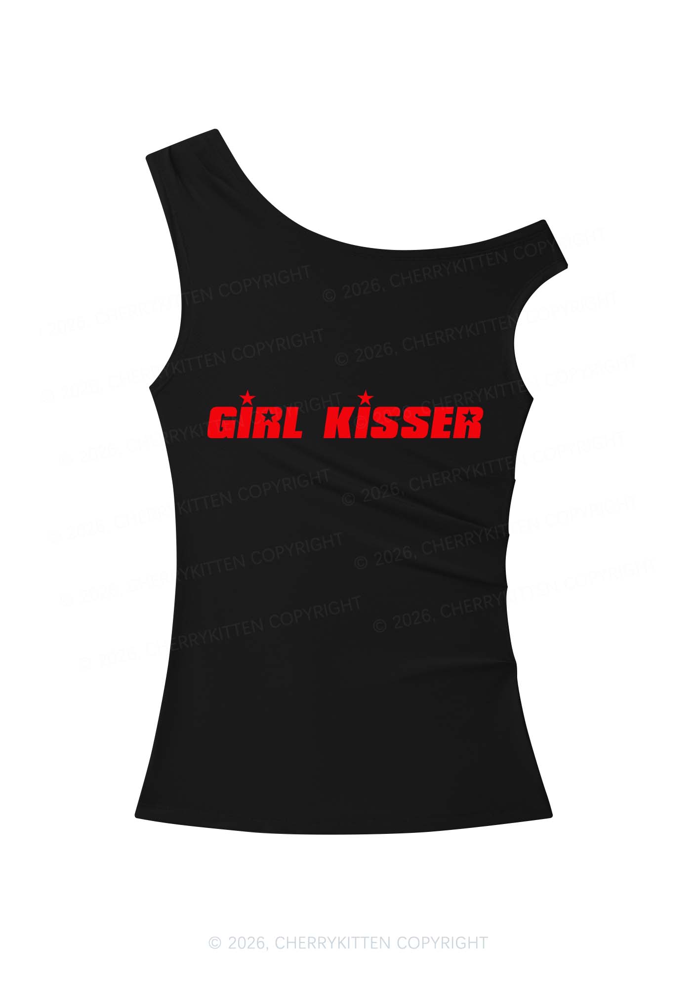 Girl Kisser Star Y2K Off Shoulder Tank Top Cherrykitten