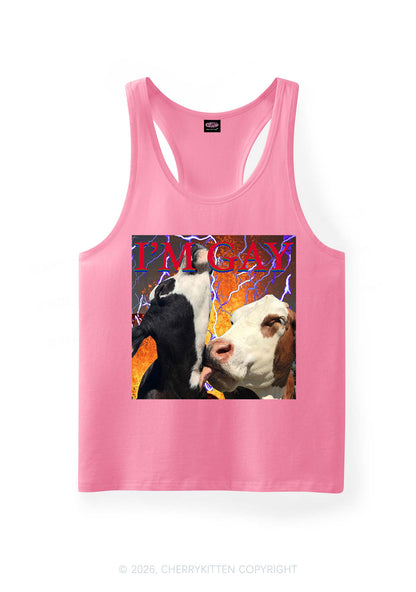 Gay Cow Play Pride Y2K Men Racerback Tank Top Cherrykitten