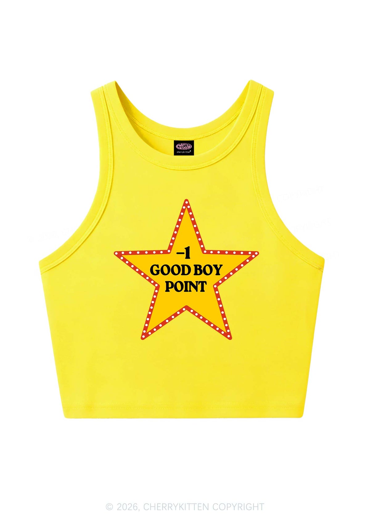 Minus One Good Boy Point Y2K Crop Tank Top Cherrykitten