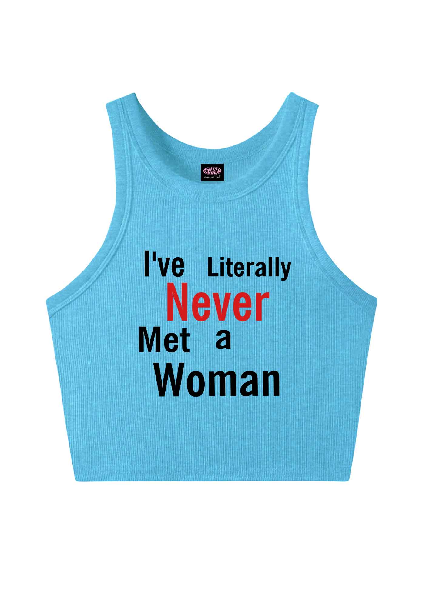 Never Met A Woman Pride Y2K Crop Tank Top Cherrykitten
