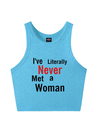 Never Met A Woman Pride Y2K Crop Tank Top Cherrykitten