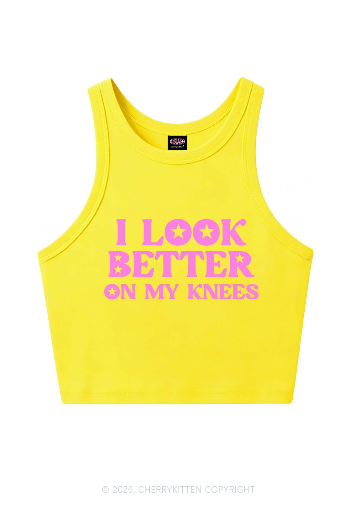 I Look Better On My Knees Y2K Crop Tank Top Cherrykitten