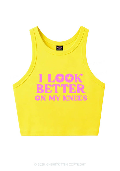 I Look Better On My Knees Y2K Crop Tank Top Cherrykitten