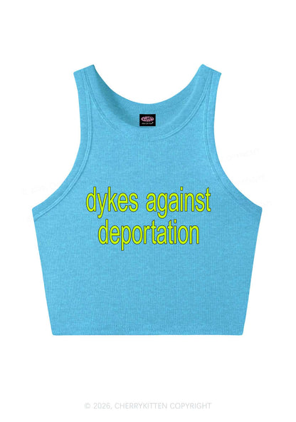 Dykes Against Deportation Pride Y2K Crop Tank Top Cherrykitten