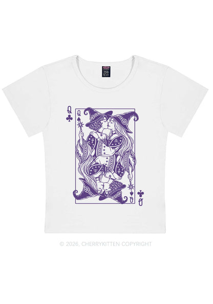 Halloween Witches Queen Kiss Y2K Baby Tee Cherrykitten