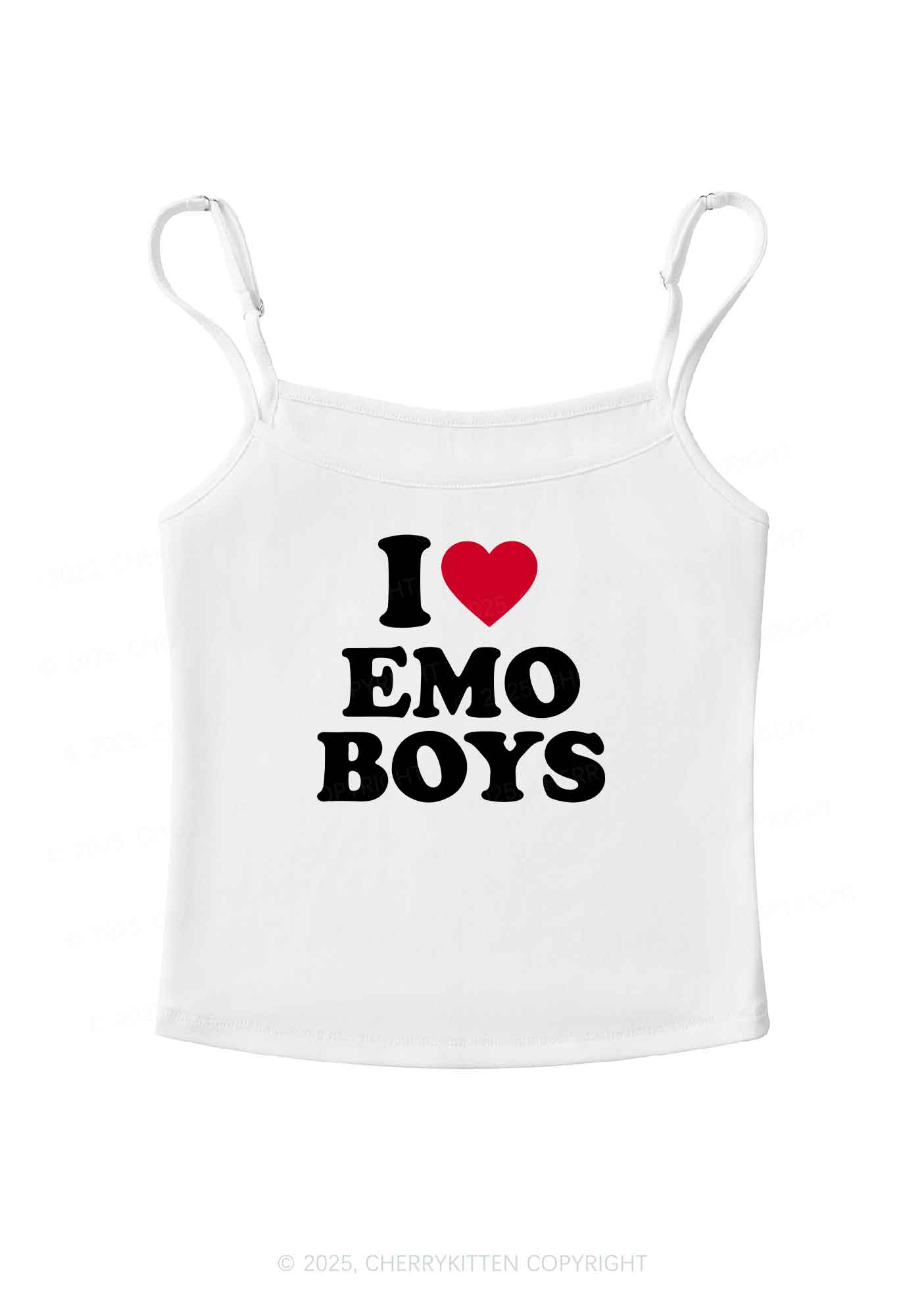 I Love Emo Boys Y2K Spaghetti Strap Cami Cherrykitten
