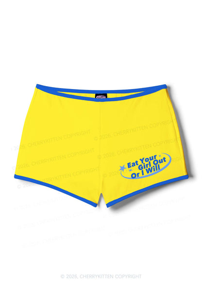 Eat Your Girl Out Pride Y2K Booty Shorts Cherrykitten