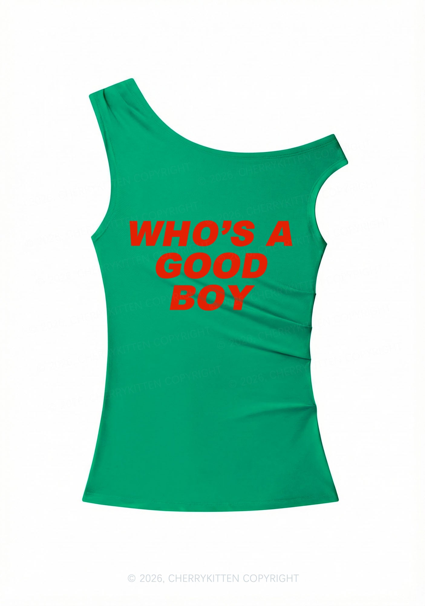 Who's A Good Boy Y2K Off Shoulder Tank Top Cherrykitten