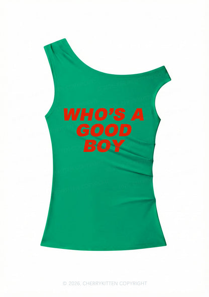 Who's A Good Boy Y2K Off Shoulder Tank Top Cherrykitten
