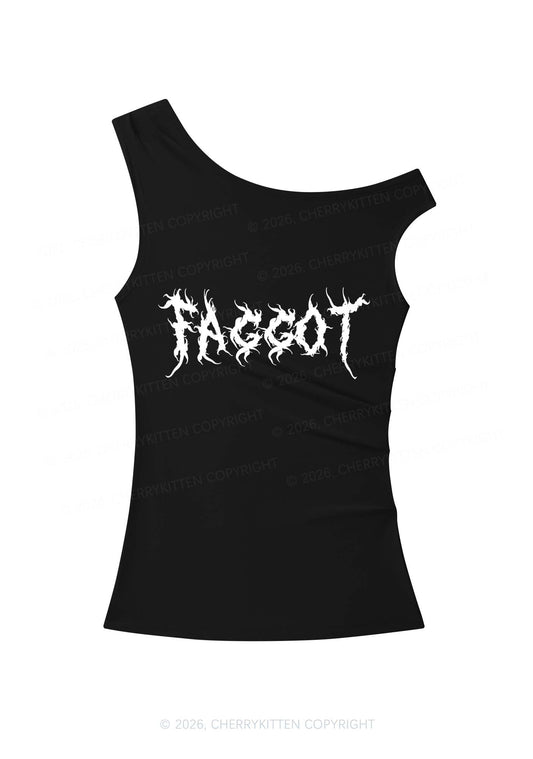 Punk Faggot Y2K Off Shoulder Tank Top Cherrykitten