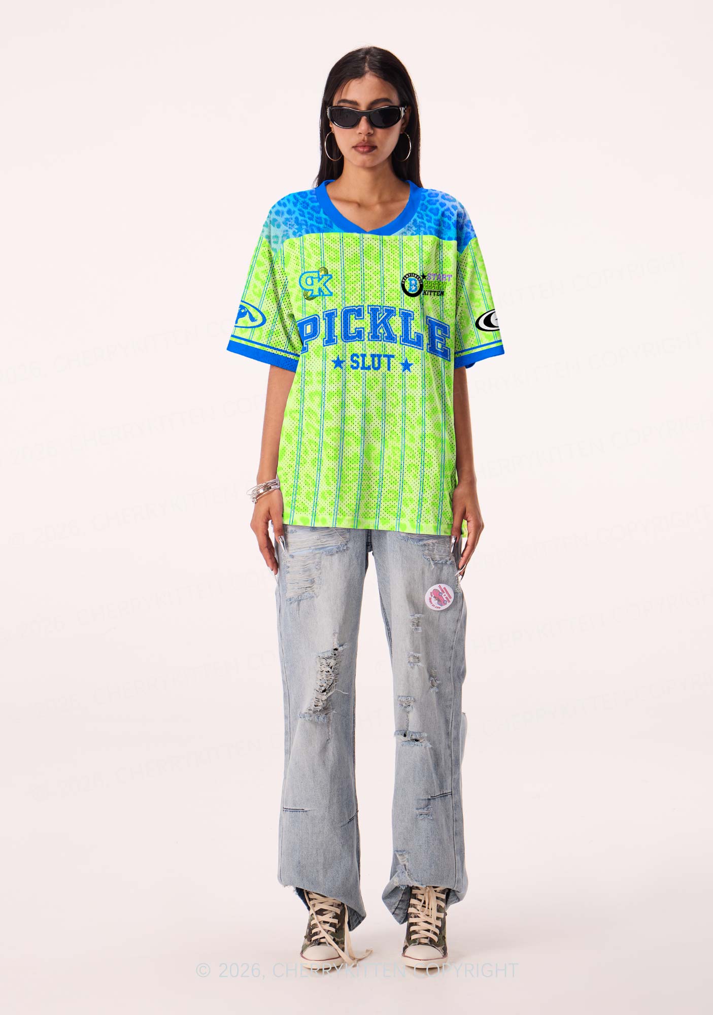 Green Pickle Slxt Y2K Sport Jersey Shirts Cherrykitten