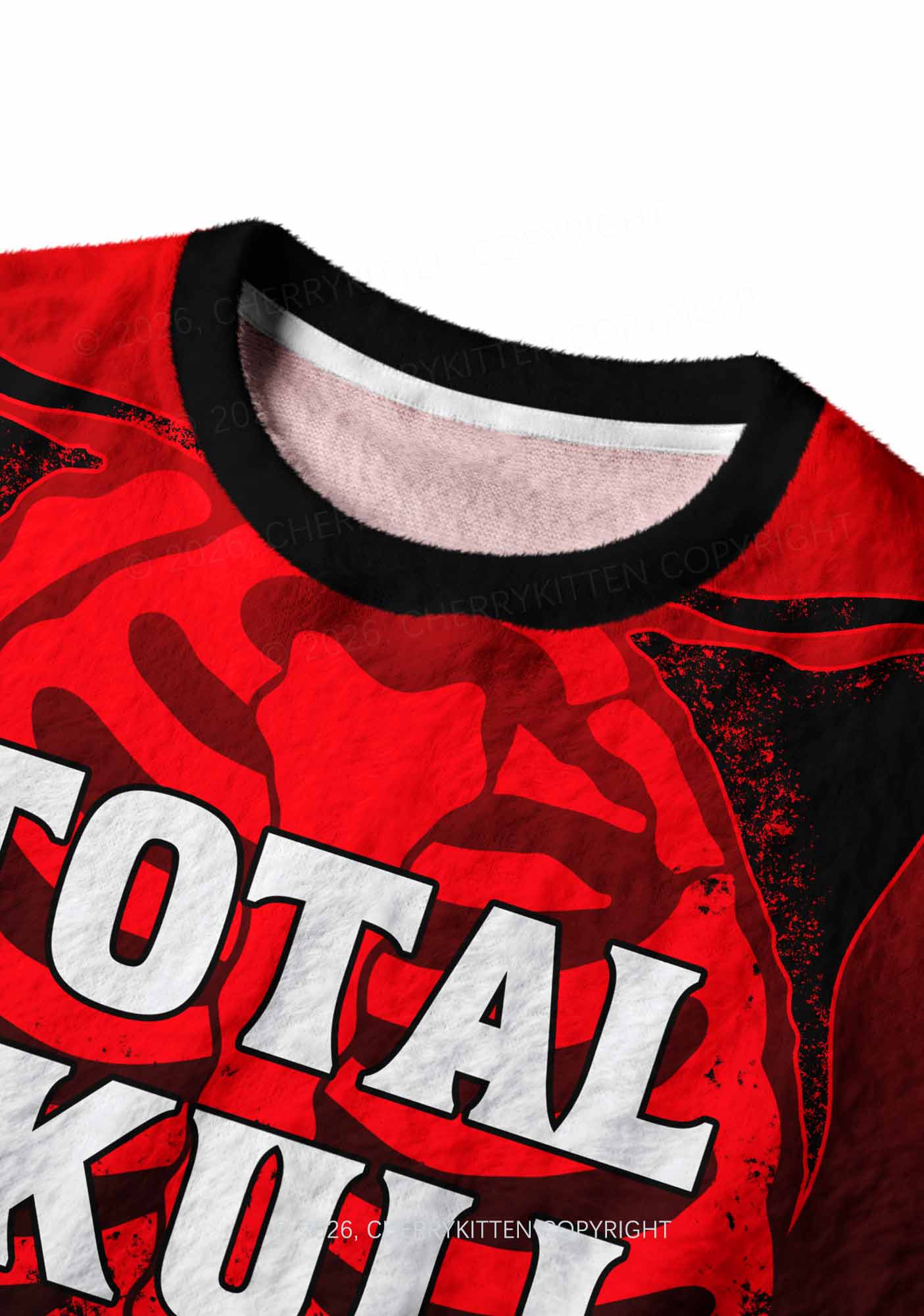 Halloween Total Skull Y2K Knit Sweatshirt Cherrykitten