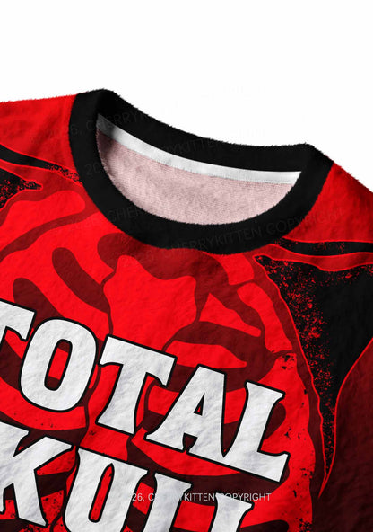 Halloween Total Skull Y2K Knit Sweatshirt Cherrykitten