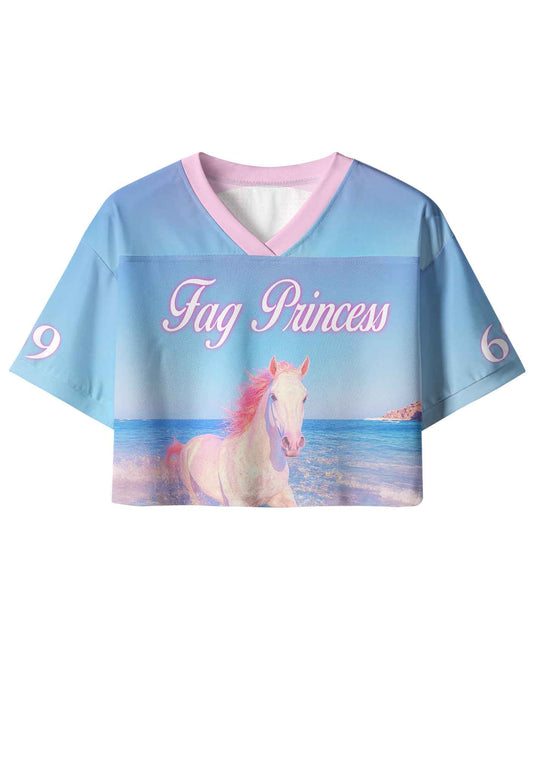 Blue Fag Princess Horse Pride Y2K Crop Sport Jersey Shirts Cherrykitten