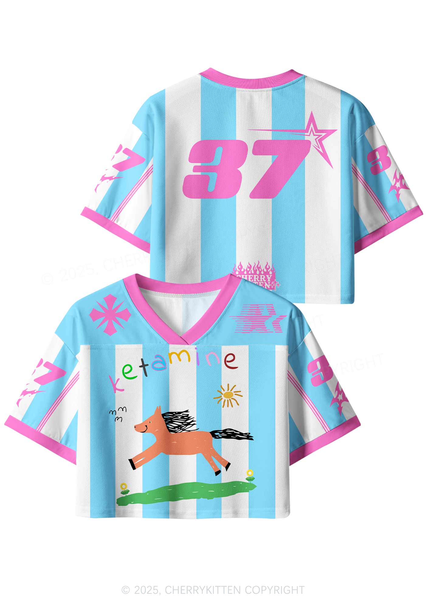 Custom Star Orange Pony Y2K Crop Sport Jersey Shirts Cherrykitten