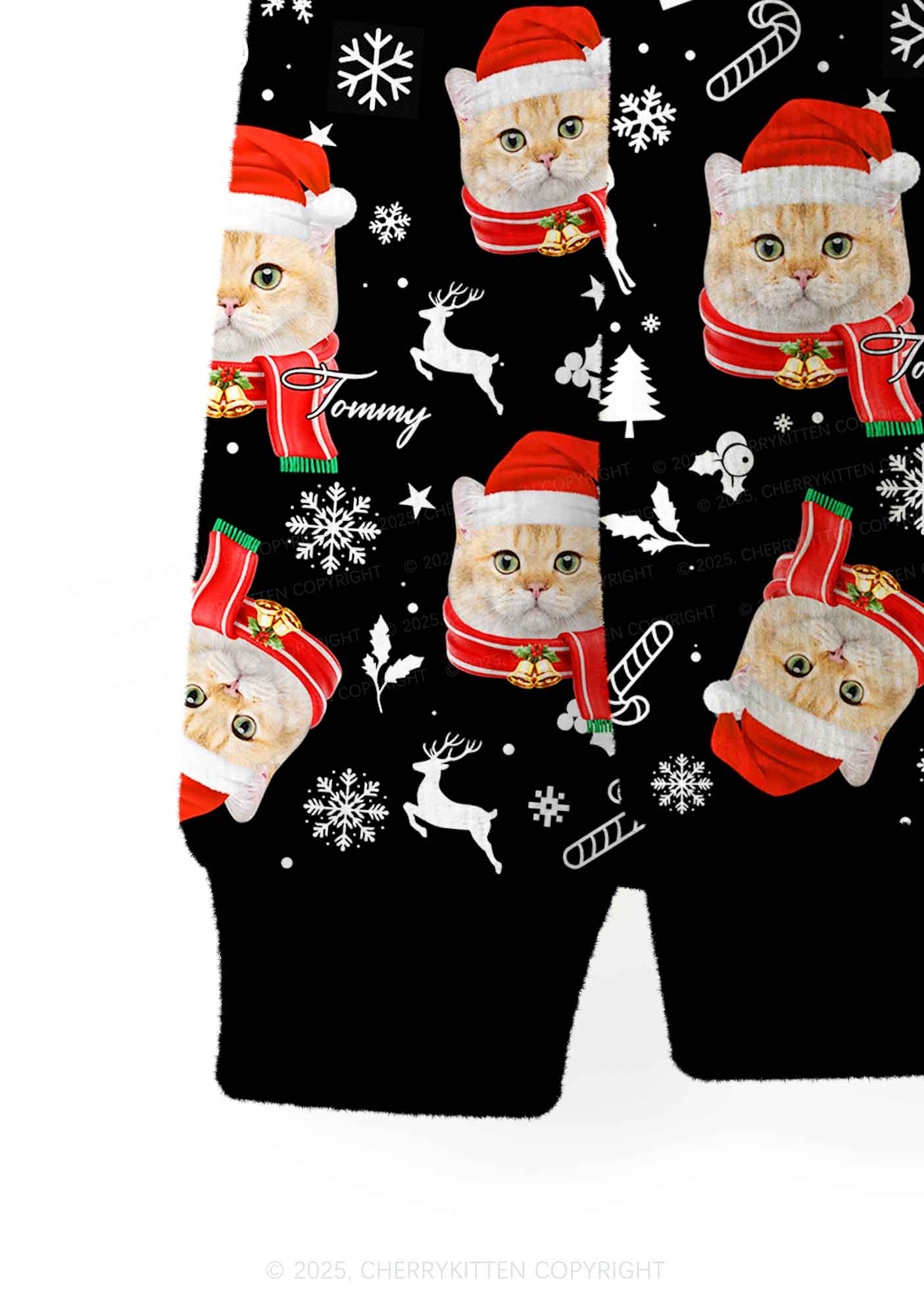 Custom Cat Face Y2K Christmas Cardigan Knit Sweatshirt Cherrykitten