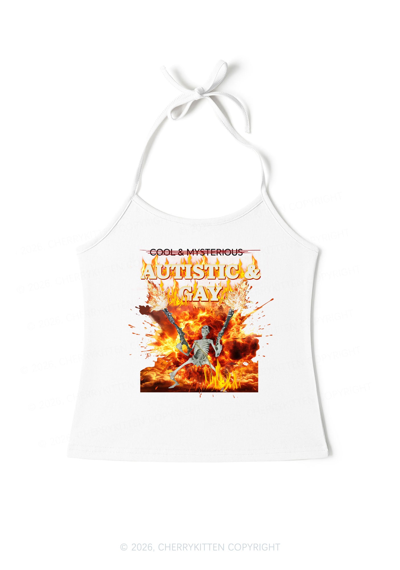 Autistic Gay Skeleton Pride Y2K Halter Neck Cami Cherrykitten