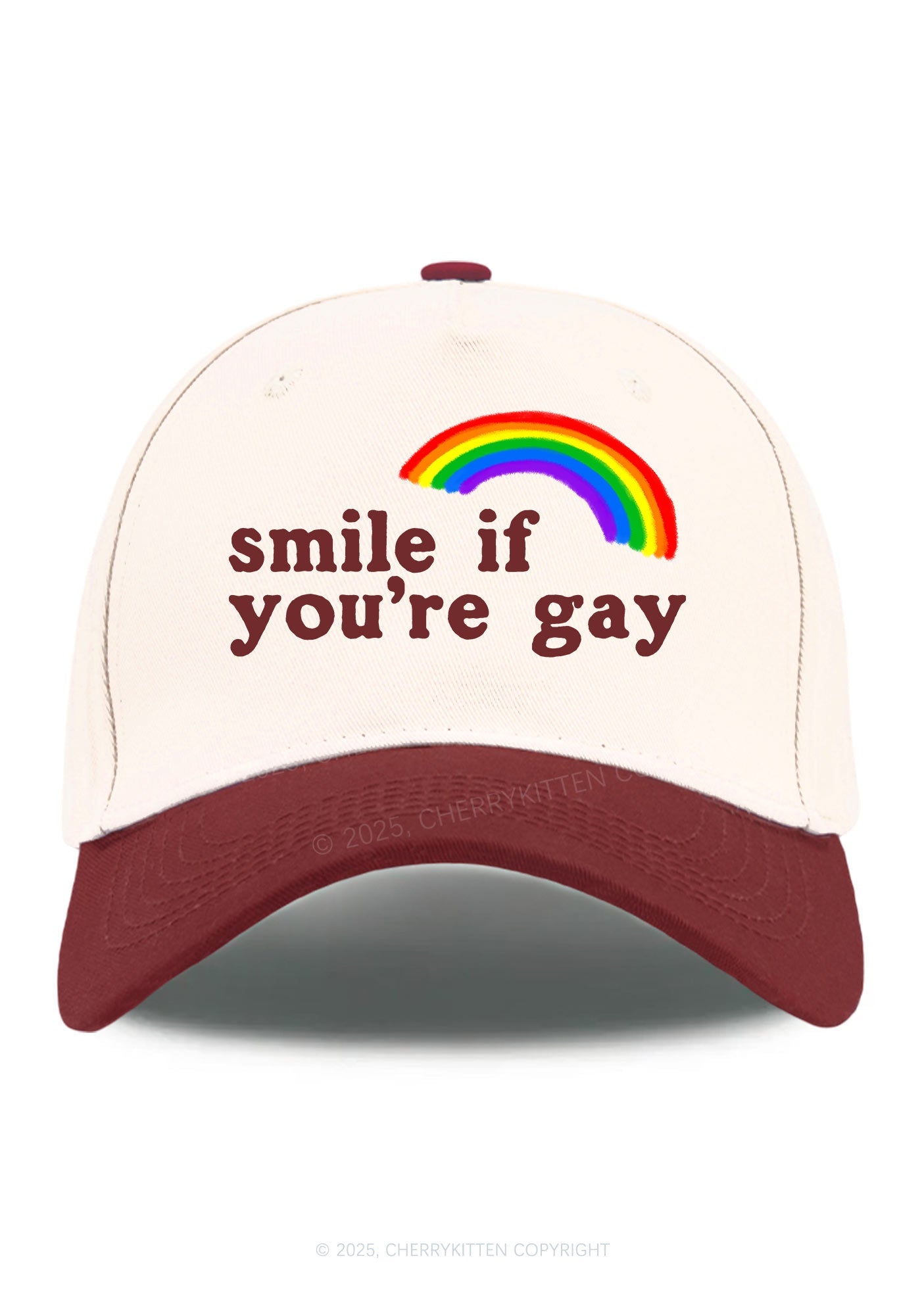 Rainbow Smile If You're Gay Pride Y2K Color Block Baseball Cap Cherrykitten