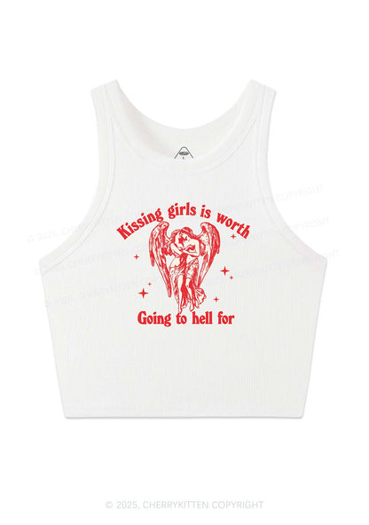 Kissing Girls To Hell Pride Y2K Crop Tank Top Cherrykitten