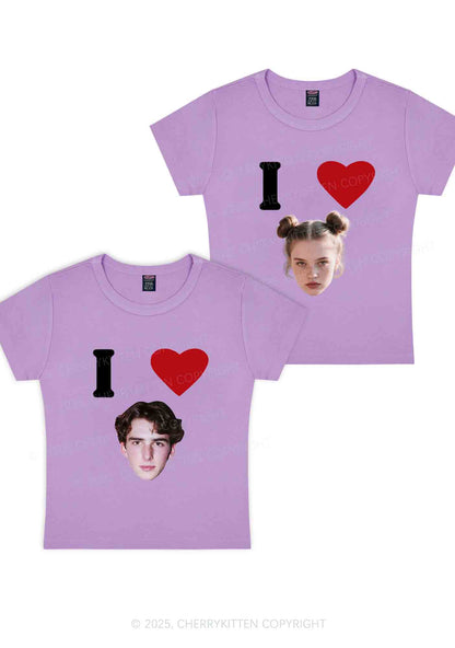 I Love Custom Portrait Y2K Valentine's Day Baby Tee Cherrykitten
