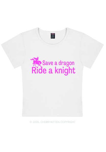Save Dragon Ride Knight Y2K Baby Tee Cherrykitten