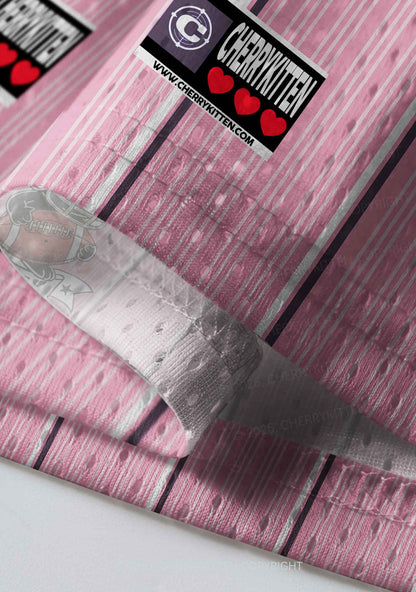 Pink Stripes Bunny Y2K Sport Jersey Shirts Cherrykitten