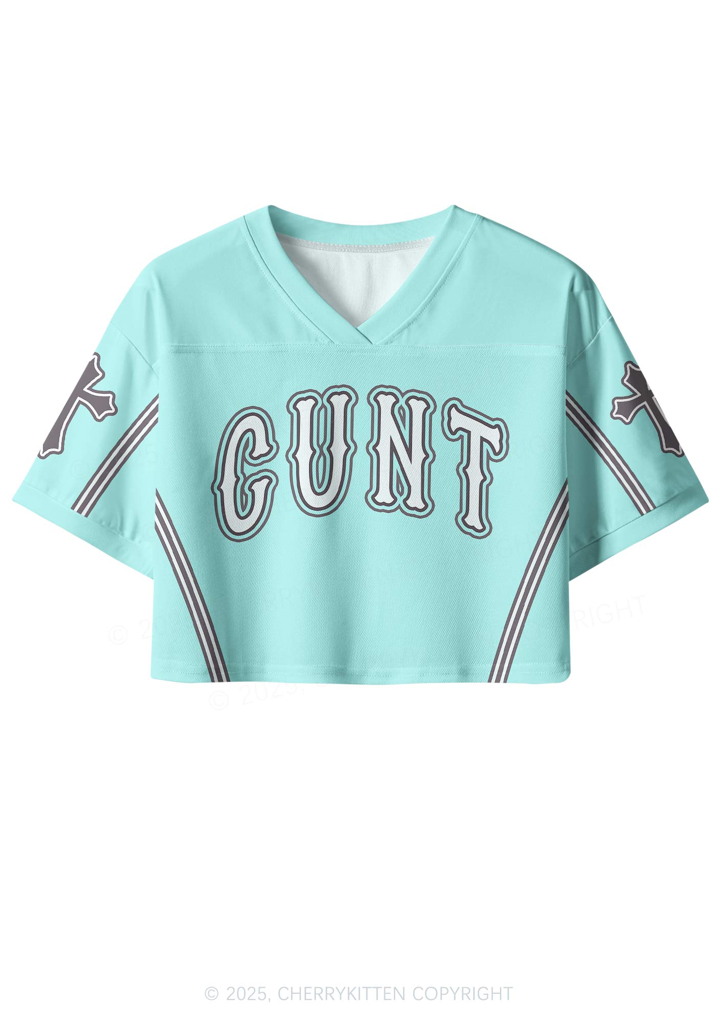 Custom Mint Green Cross Cxxt Y2K Crop Sport Jersey Shirts Cherrykitten