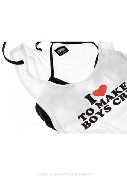 Love To Make Boys Cry Y2K Sheer Boyfriend Tank Cherrykitten