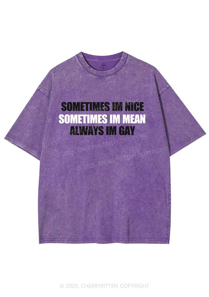 Sometimes Im Mean Y2K Washed Tee Cherrykitten
