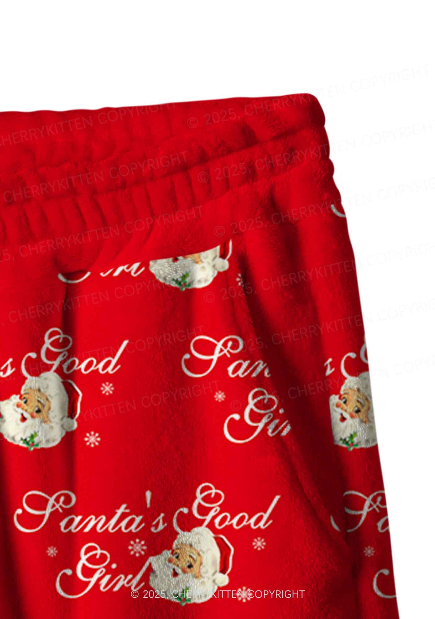Christmas Santas Good Girl Y2K Fleece Long Sleeve Pajama Set Cherrykitten