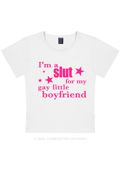 Slxt For My Gay Little BF Pride Y2K Baby Tee Cherrykitten