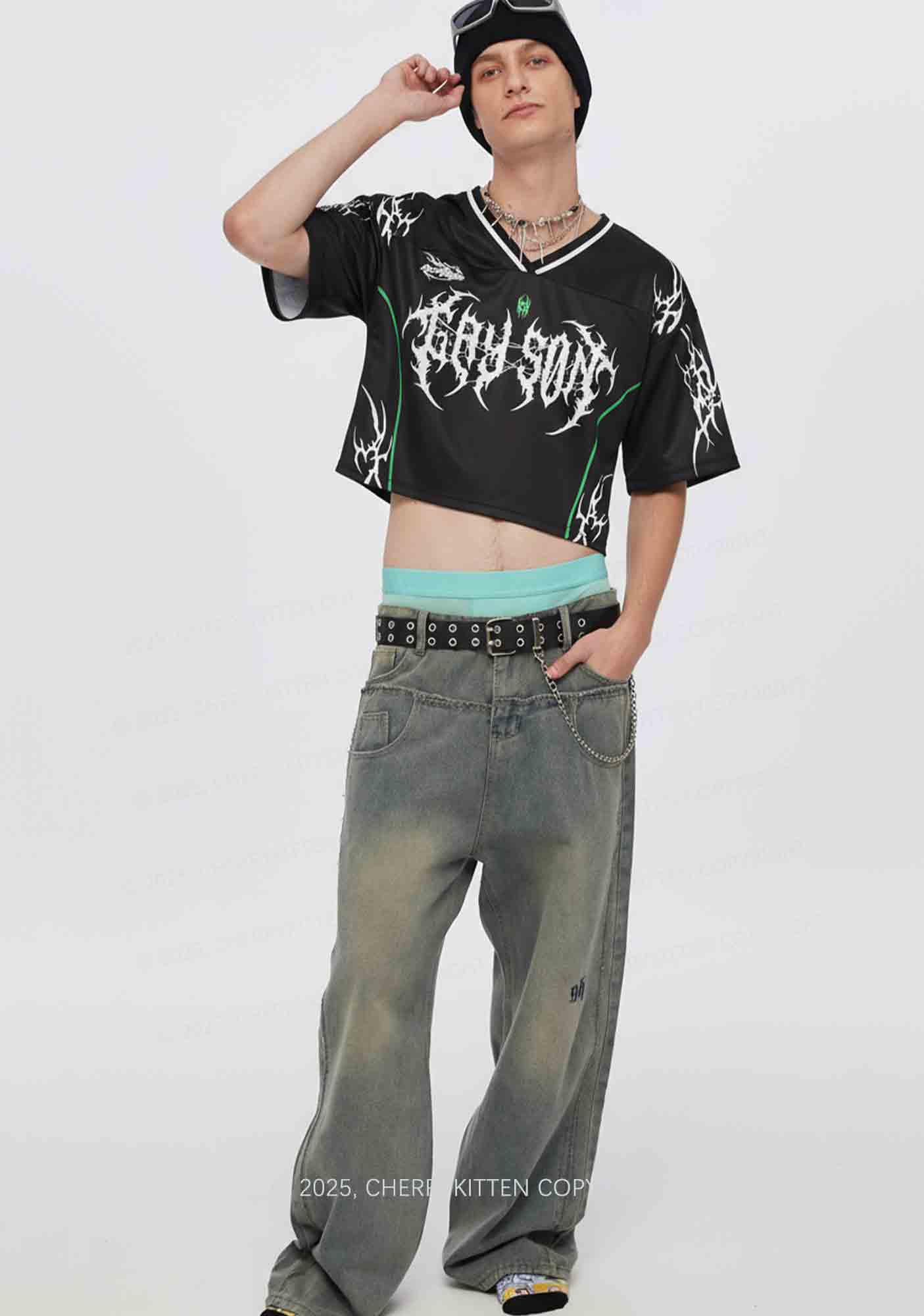 Custom Black Gay Son Pride Y2K Crop Sport Jersey Shirts Cherrykitten